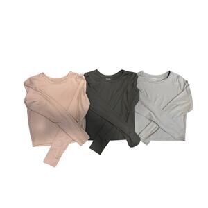 Lot of 3 Hollister long sleeve crew neck stretch t shirts pink blue and gray M